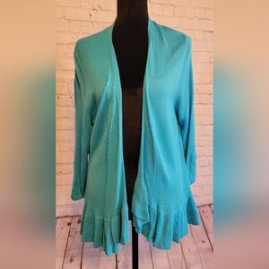 Women's Teal Open Front Sweater